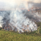An aerial view of Fissure 8, where volcanic activity has created its own weather pattern.